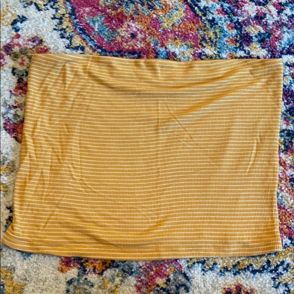 Yellow/white striped tube top American eagle